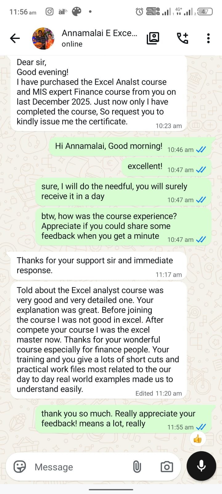 Annamal's feedback about SOBH's Analytics